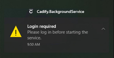 Cadify Service first system notification