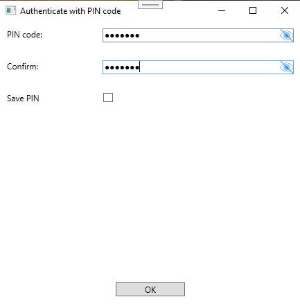Cadify Service new PIN window